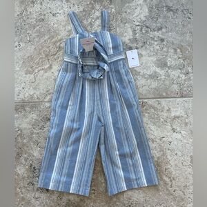 Tommy Bahama NWT Kids Blue White Striped Romper + Headband, 24M